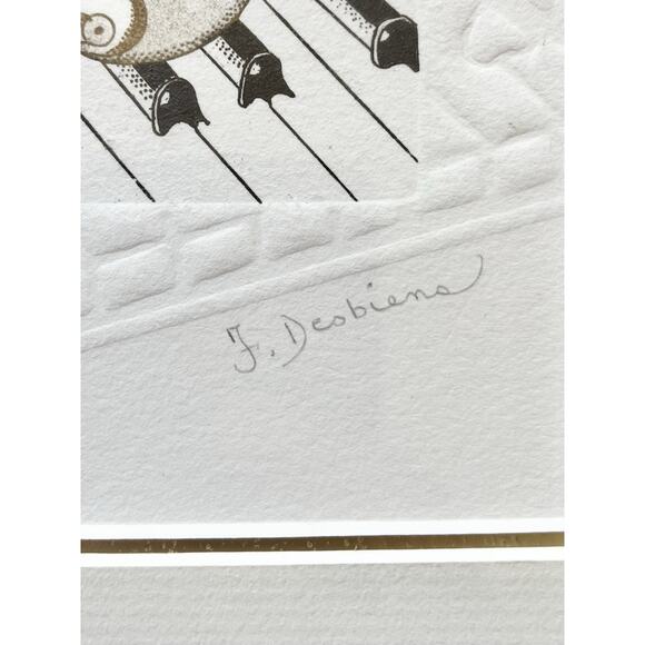 Francine Desbiens “Saxophone” Signed & Framed Embossed Etching Print 16”x11” - Picture 6 of 12